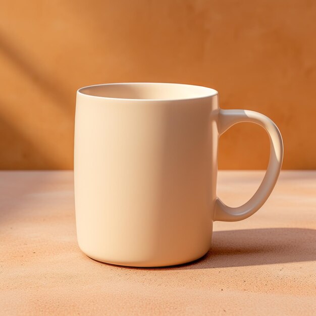 Foto la ganadora del concurso tan mug mockup con sombras naturalistas