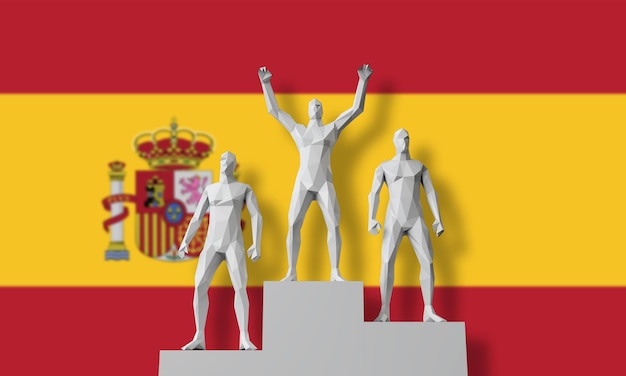 Ganadores de España subieron a un podio de ganadores celebrando el renderizado