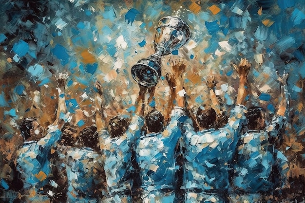 Ganar el campeonato del club de fútbol Napoli scudetto celebrando a los fanáticos del equipo multitud de simpatizantes ilustración generativa ai