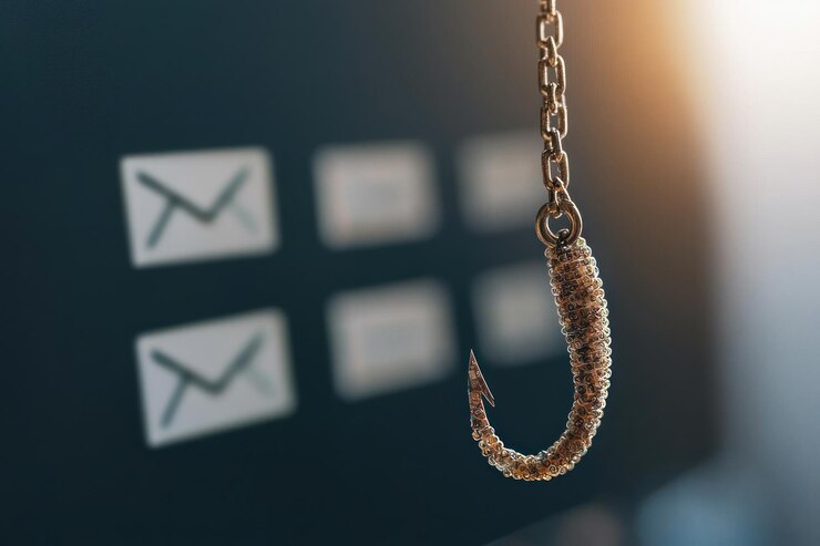El gancho de pesca simboliza los intentos de phishing en la comunicación digital