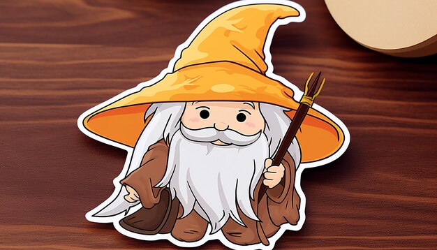 Foto gandalf, o senhor dos anéis, estilo doodle art, adesivo kawaii bonito.