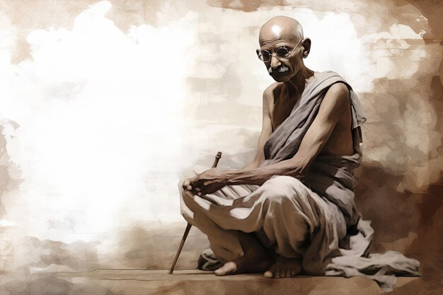 Gandhi en la escritura a mano