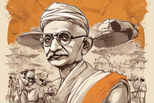 Gandhi Jayanti con gafas de dibujo tema de color indio