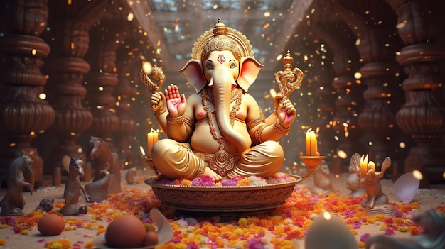 Ganesh Chaturthi Convite Felicidade Ganesha Deus Ai Gerado