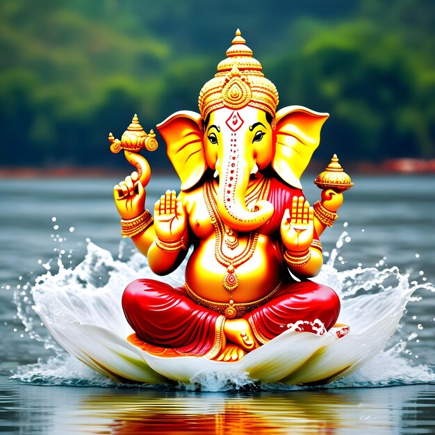 Ganesh chaturthion agua mucat rojo dorado