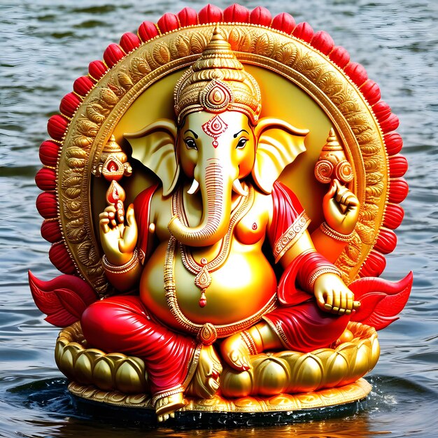 Ganesh chaturthion agua mucat rojo dorado