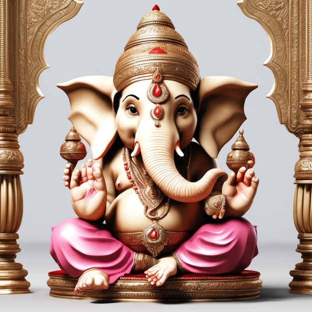 Ganesh Illustration des farbenfrohen Hindu-Lords Ganesha auf solidem Hintergrund