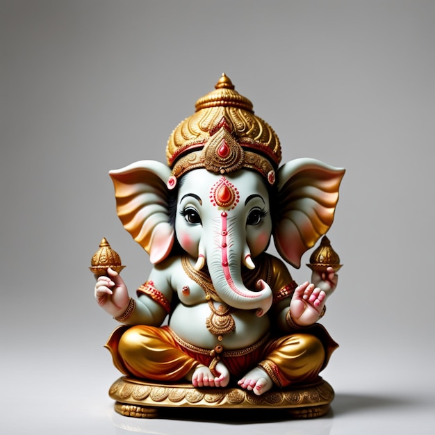 Foto ganesh illustration des farbenfrohen hindu-lords ganesha auf solidem hintergrund