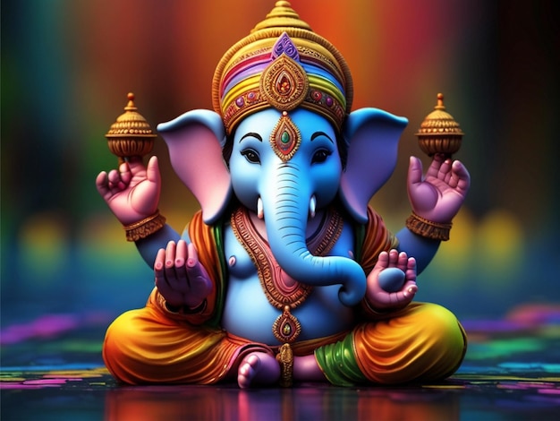 Ganesh ji colorido 3d papel de parede de fundo colorido