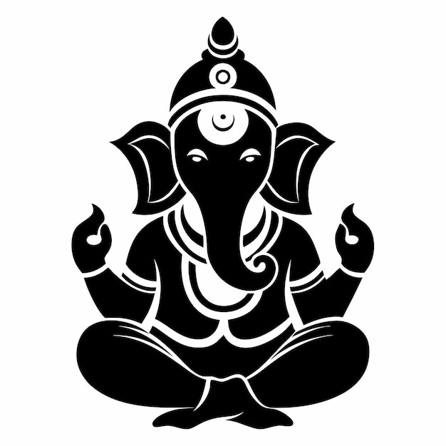 Ganesh Puja ícone de estilo linear preto