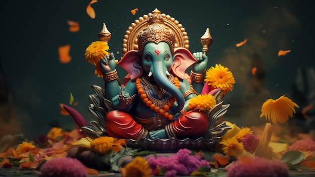 Foto ganesh, el señor del pueblo indio, concepto religioso