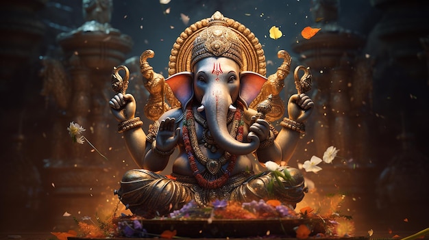 Ganesh-Statue, die Gelassenheit umarmt