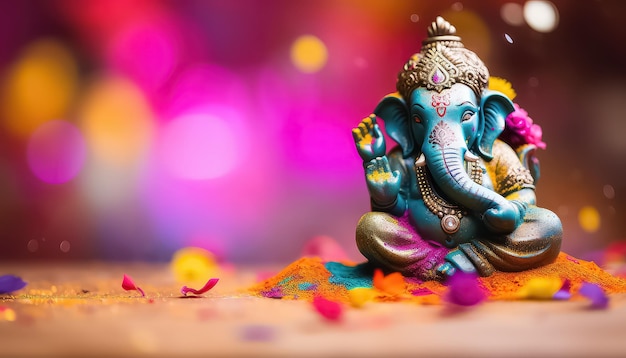 Ganesha Abundância Estatueta feliz holi conceito indiano