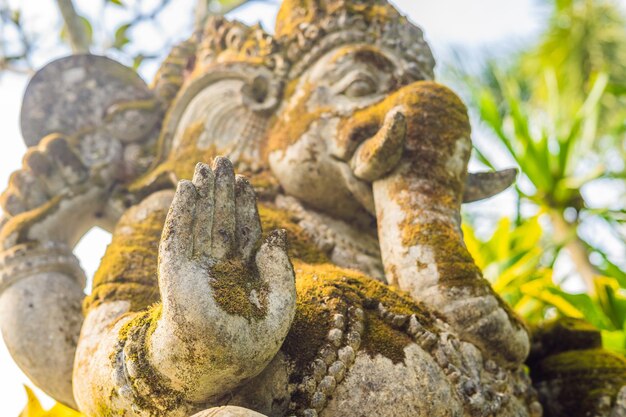 Ganesha bedeckt von Moos im Park.