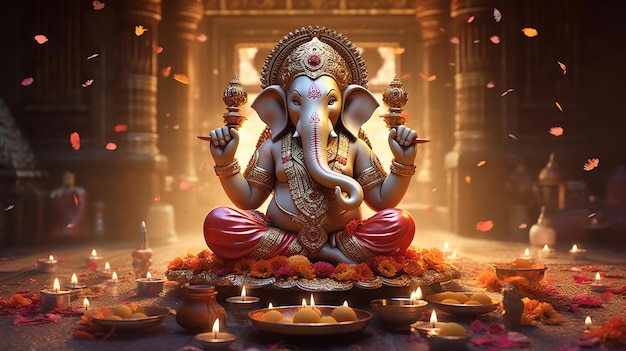 Ganesha Chaturthi Ganesha ilustração Generative ai