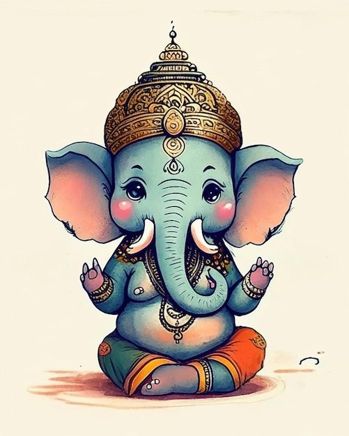 Foto ganesha dios hindú con cuerpo humano y cabeza de elefante señor de la abundancia y las letras y el aprendizaje