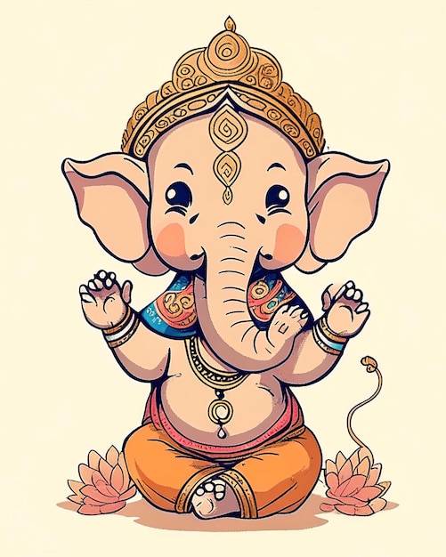 Foto ganesha dios hindú con cuerpo humano y cabeza de elefante señor de la abundancia y las letras y el aprendizaje