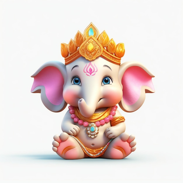 Ganesha em três dimensões, um fundo branco encantador ilustração