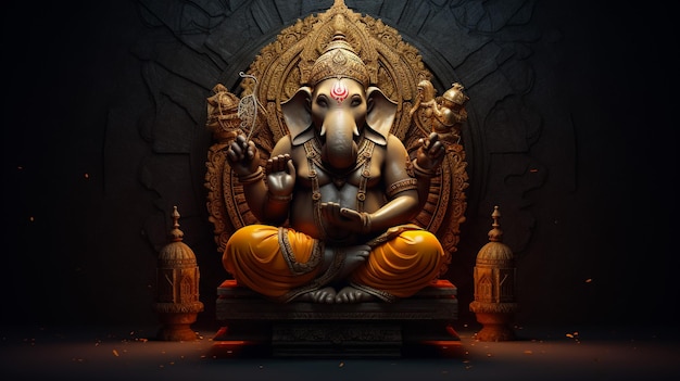 Foto ganesha ilustración del colorido señor hindú ganesha en un fondo decorativo