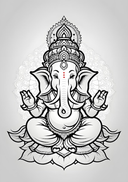 Ganesha-Linienkunst im Cartoon-Stil
