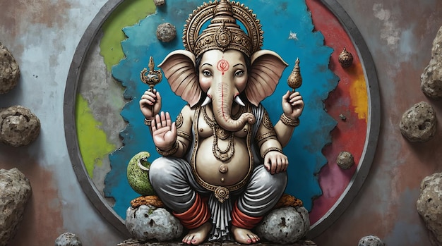 Ganesha: Una obra de arte ornamentada y detallada de la deidad hindú