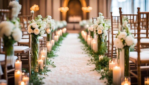 Gangdekoration mit echten Blumen für Hochzeiten