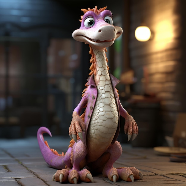 Foto gangster barney the hyperreal e dank subsurface scattering caricature em estilo de animação de don bluth