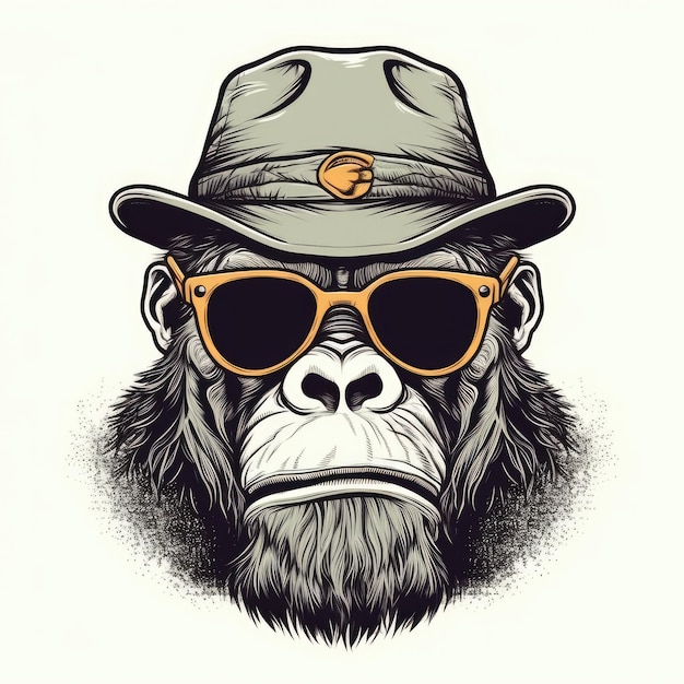 Gángster gorila con ropa de calle y gafas de sol