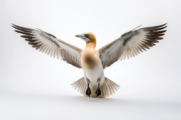 Gannet do Norte em um fundo branco