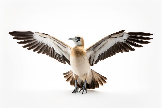 Gannet del Norte sobre un fondo blanco.