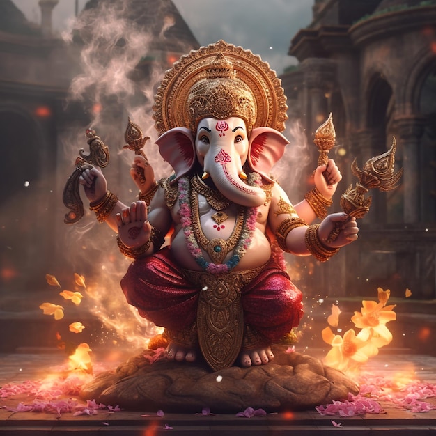 Ganpati Lord Ganesh mit Festival-Hintergrund