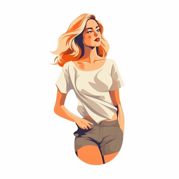 Ganzkörper-Morden-Mädchen-Cartoon-Figur, heiße Sommermode, kurzes Kleid, Illustration