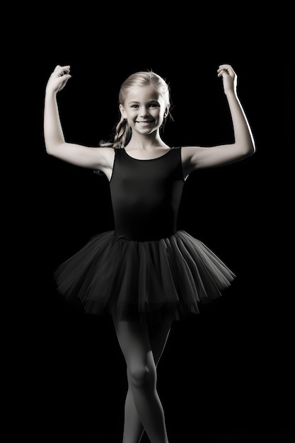 Ganzkörpermädchen steht in Gymnastikuniform