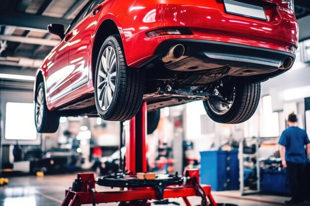 Foto garage de mantenimiento de automóviles servicio de transporte taller de reparación de vehículos mecánicos