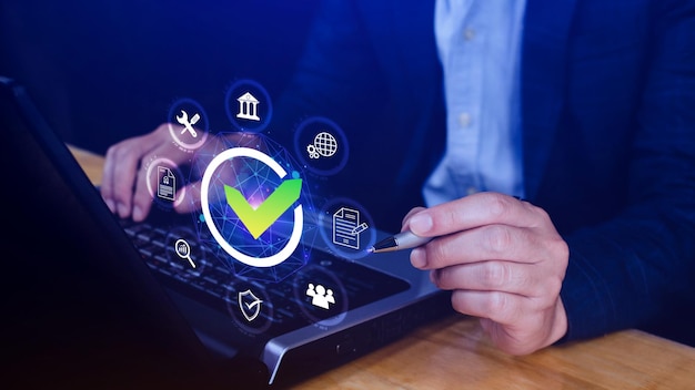 Garantía de calidad de la gestión del servicio marca de comprobación para el proceso de automatización empresarial Garantía del servicio Clientes Certificación del servicio Compras en línea Ecosistema financiero