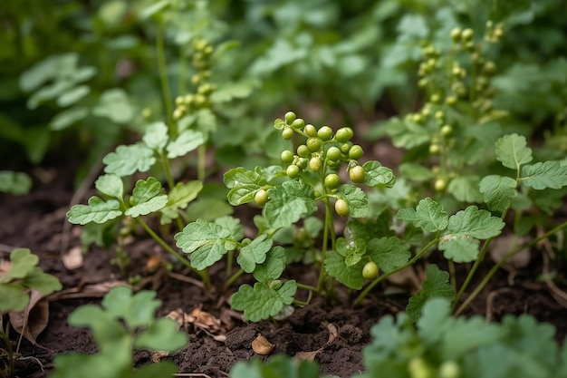 Los garbanzos crecen en un jardín exuberante