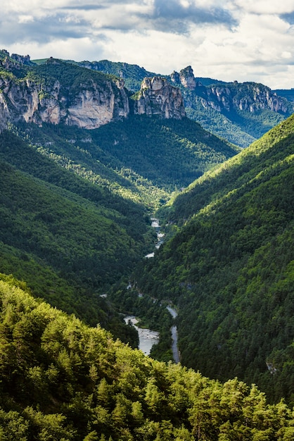 Las gargantas del río Tarn Vista elevada de un paisaje natural puro en el sur de Francia