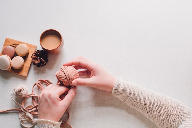 Garn Macarons Kaffee