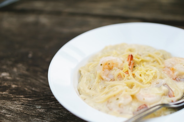 Garnelen Spaghetti Carbonara