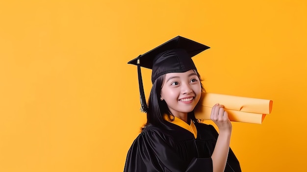 Garota com boné de formatura Ilustração AI GenerativexA