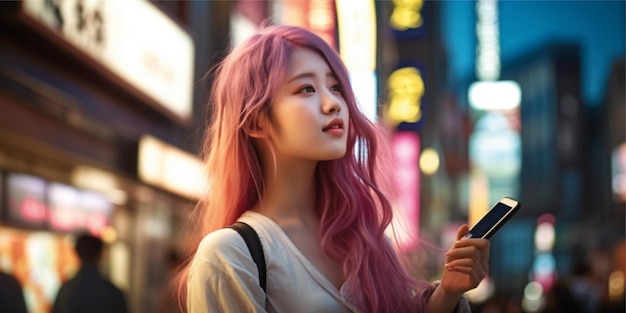 garota coreana com cabelo brilhante