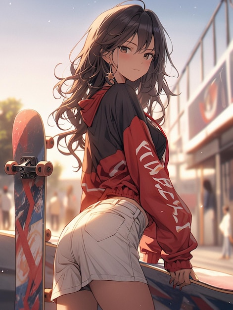 Menina de Anime no skate, skate de Menina de Anime