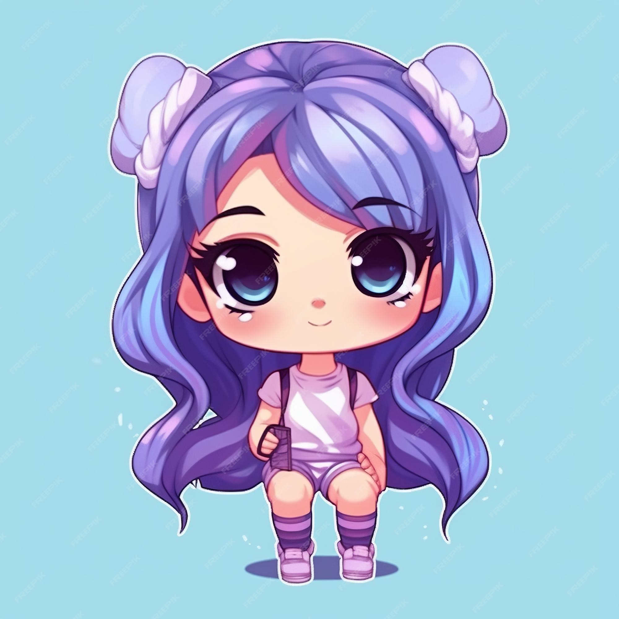 rabo de cavalo fofo cabelo roxo ilustração de personagem de anime girl  3065896 Vetor no Vecteezy