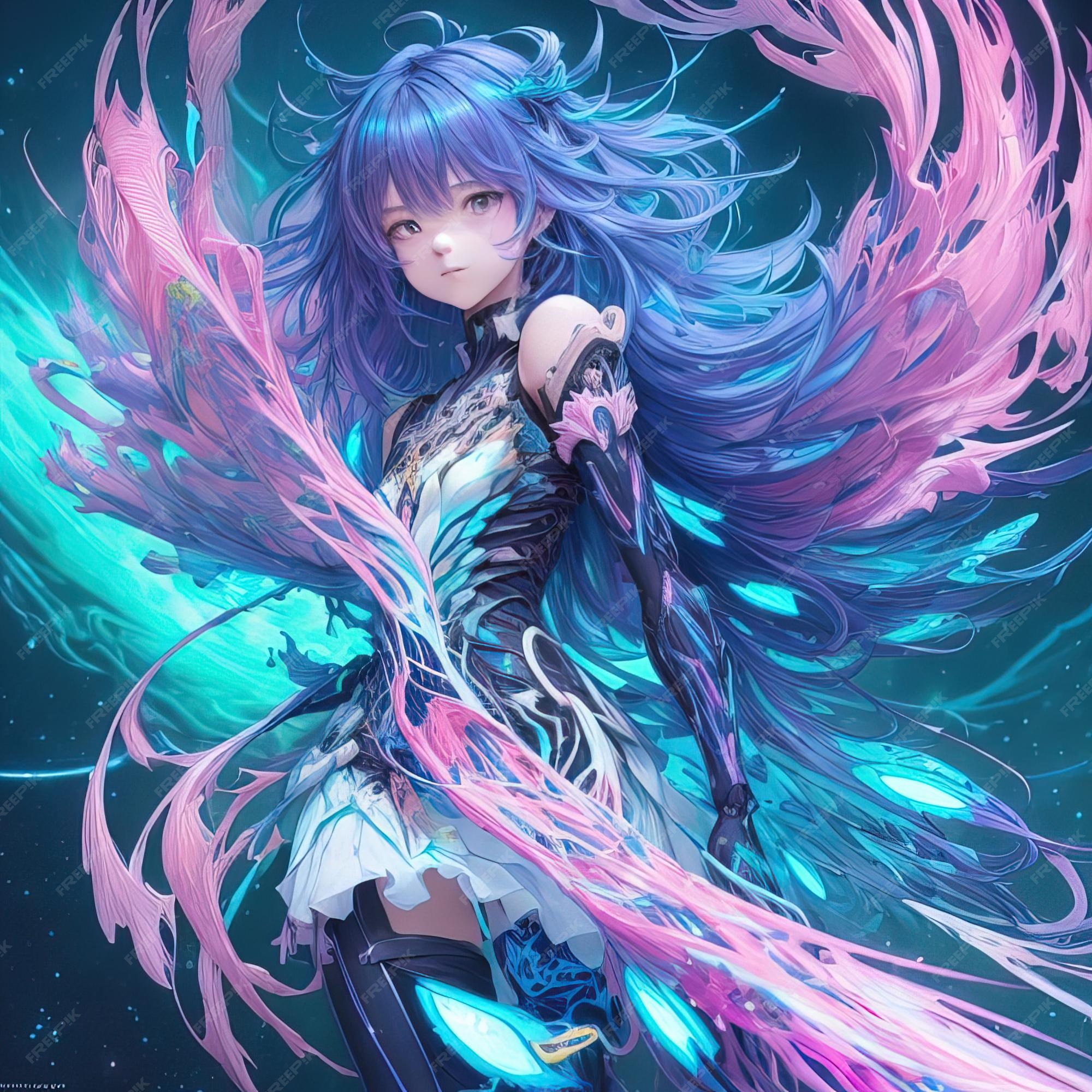 Baixe Ilustração de personagem de anime de cabelo roxo PNG