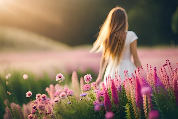 Garota em um campo de flores