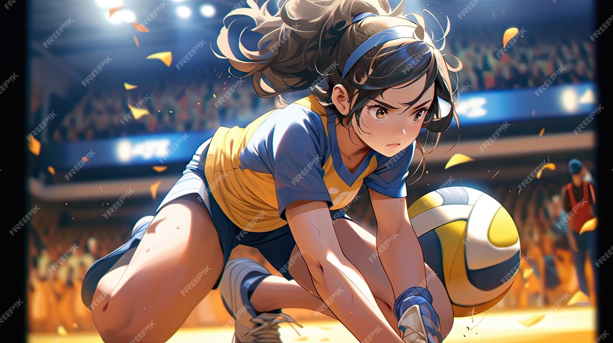 Garota jogadora de vôlei kawaii waifu evolution abraçando anime e