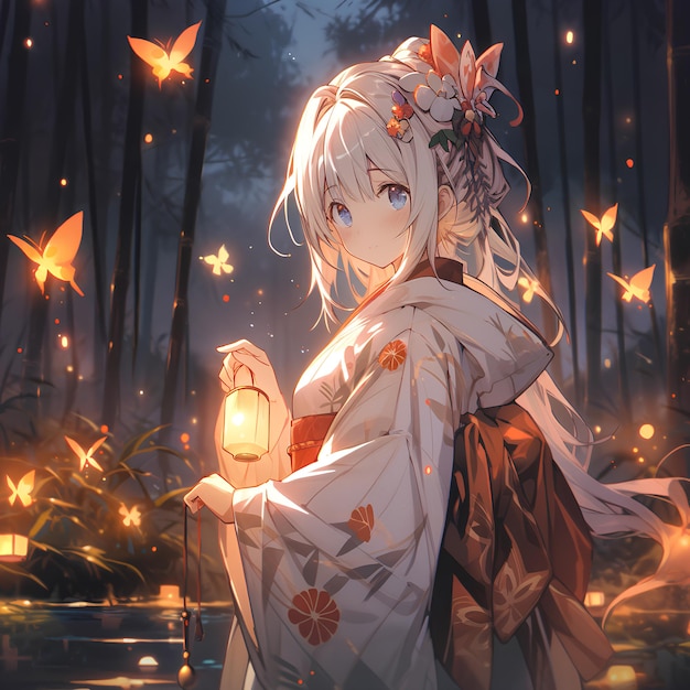 Floresta, bonita, arvores, anime, ceu, HD wallpaper