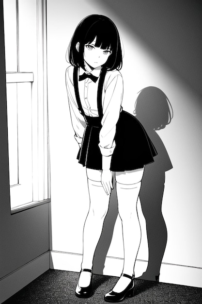 Garota negra e branca em um quarto escuro com uma sombra na parede.