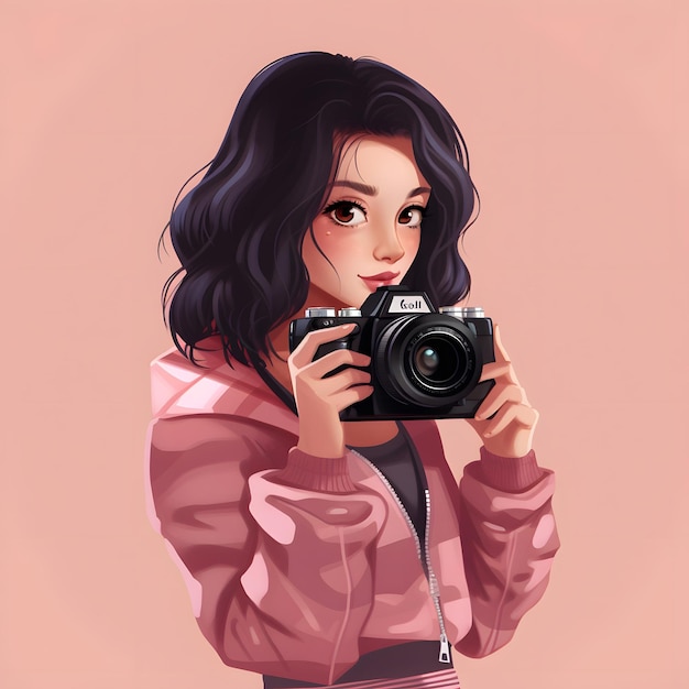Garota pintada com câmera