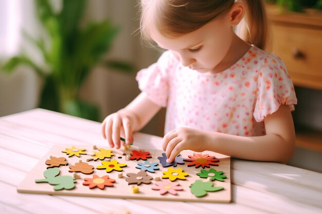 Garotinha Montessori Aprendendo Nutrindo Curiosidade e Independência